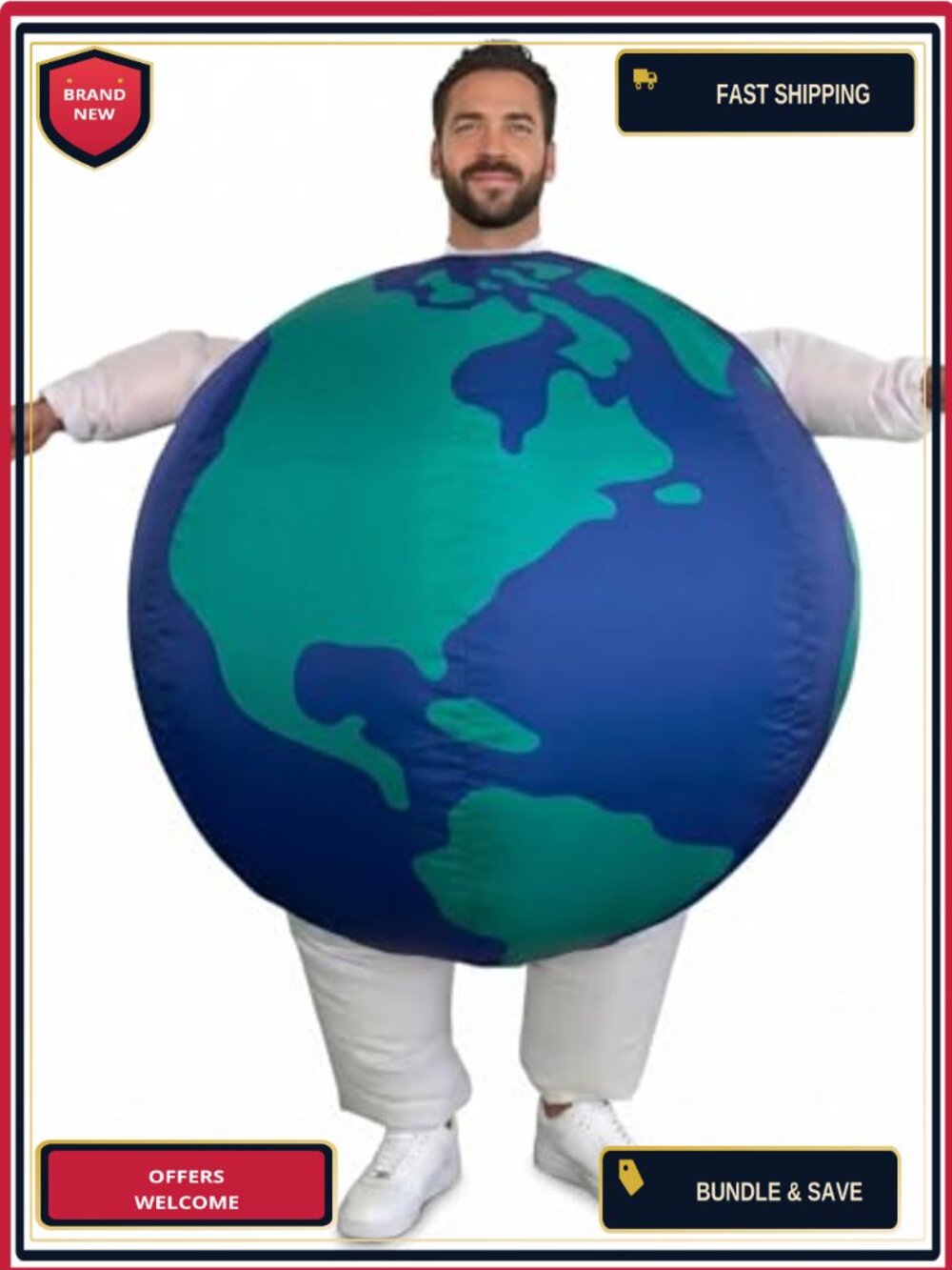 Inflatable Earth Globe Costume 210T Polyester Adult Full Body Suit Halloween